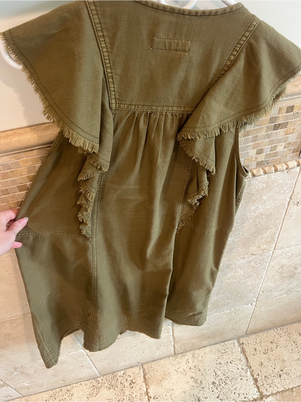 Pilcro Olive Ruffle-Trim Button Front Dress - Picture 7 of 8
